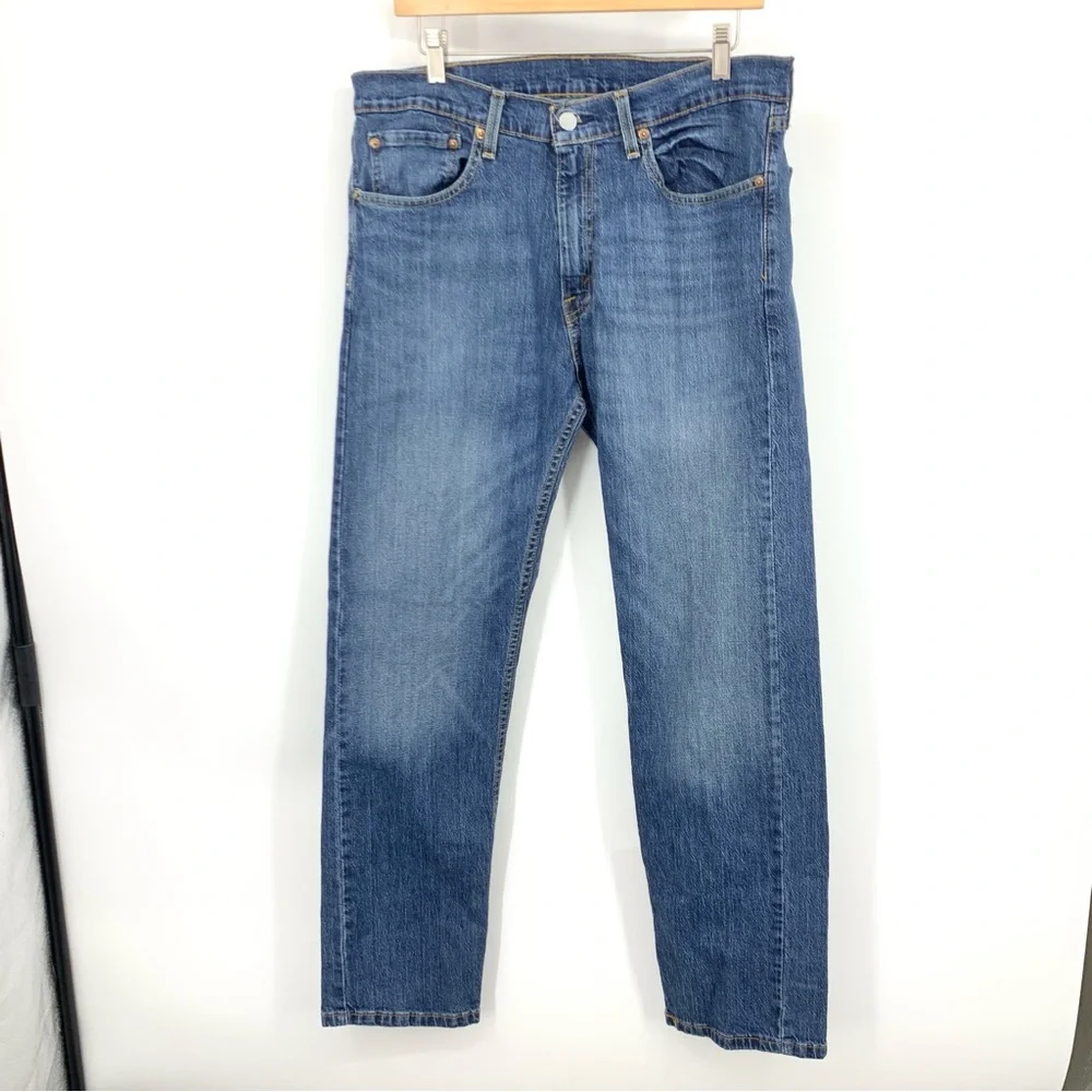 Levis Men Size 34‎ x 30 Jeans 505 Regular Fit Straight Dark Wash Pants Stretch